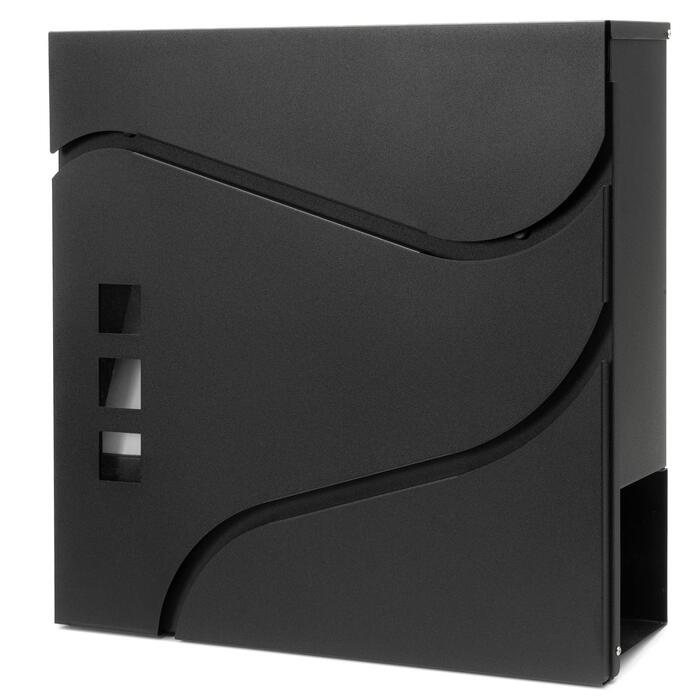 Поштовий ящик Verda з газетницею, нержавіюча сталь, антрацит, 37x37x11 см, вікно, тримач для газет, табличка для імені, сучасний, погодостійкий, 2 ключі