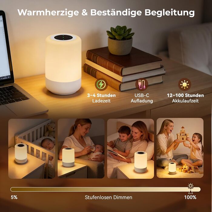Нічник LED 2 шт, сенсорний диммер, USB зарядка, пульт ДУ, нічник для дітей 13 кольорів, 3 режими, бездротова настільна лампа з таймером для спальні, вітальні (білий)