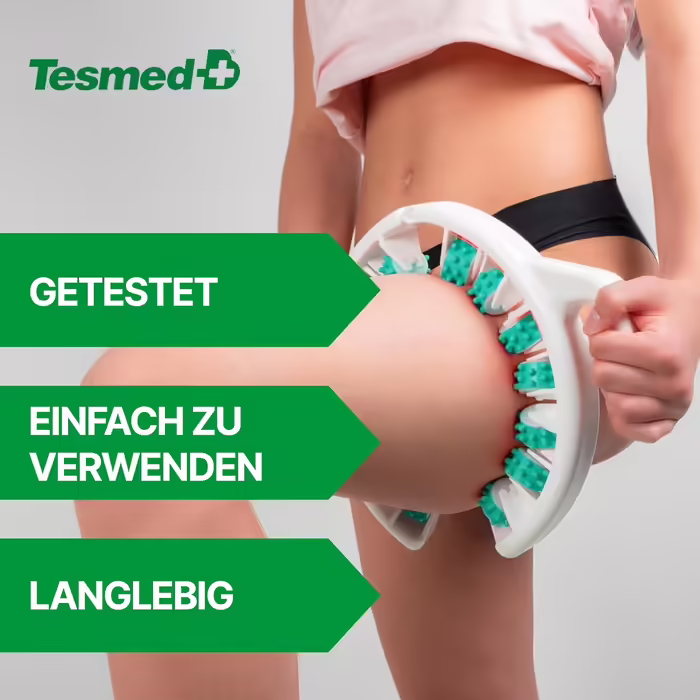TESMED CELLULITE Manual Anti-Cellulite Massager, Made in Italy, patented, with mechanical triple action and rollers that lift, compress, and stretch the skin, thighs and buttocks