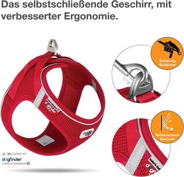 Шлейка для собак Curli Clasp Air-Mesh (Червоний, XS, в смужку)