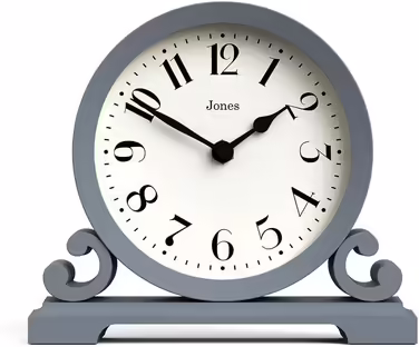 JONES CLOCKS® Saloon Table Clock | Traditional Double Scroll Design | Green | Contemporary Classic Style for Desk, Table, Shelf, or Nightstand (Navy)