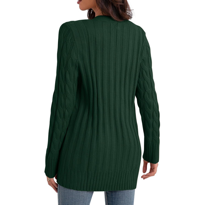 Жіночий в'язаний кардиган GRECEREE з кишенями та ґудзиками, великий розмір, білий (XL, темно-зелений)