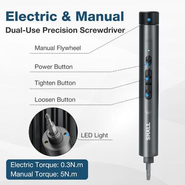 Набір міні-електричного шуруповерта SHALL 127 шт. з бітами S2 (120 шт.) для ремонту електроніки (iPhone, ноутбук, окуляри)