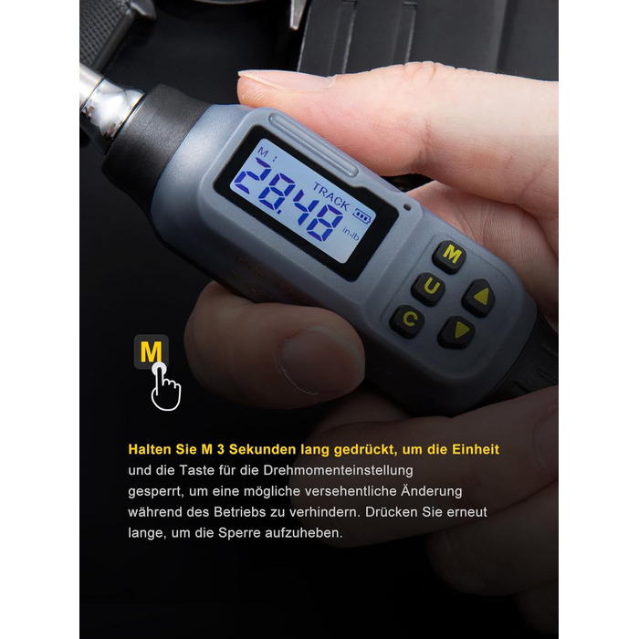 Цифровий динамометричний викрут GROWNEER 2.66-53.1 In-lbs/0.3-6 Nm з LED-дисплеєм та звуковим сигналом, 1/4'' Drive, 27 в 1