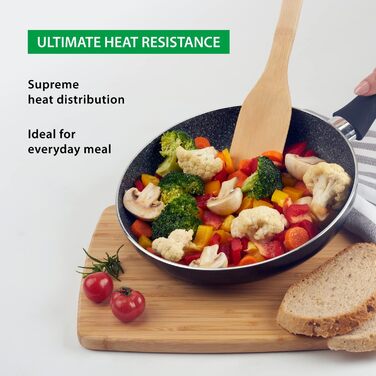 Сковорода антипригарна GadHome Classic 20 см, чорна | Для індукційних плит | Алюмінієва сковорода з ергономічною ручкою | Без PFOA для здорового приготування | Можна мити в посудомийній машині