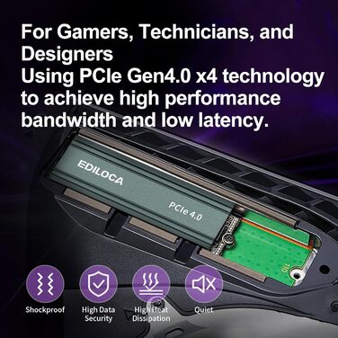 SSD накопичувач внутрішній 2 ТБ PCIe Gen4 NVMe M.2 2280 з радіатором, 4800 МБ/с, 3D NAND TLC, для ПК та PS5