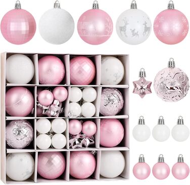 44 штуки новорічних кулі для прикраси ялинки. Декоративні кулі для ялинки, новорічні прикраси