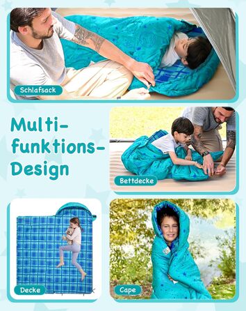 KingCamp Kids Sleeping Bag - Winter Warmth, 3-4 Season Comfort for Camping & Trekking - 170x70cm, 7°C Rating
