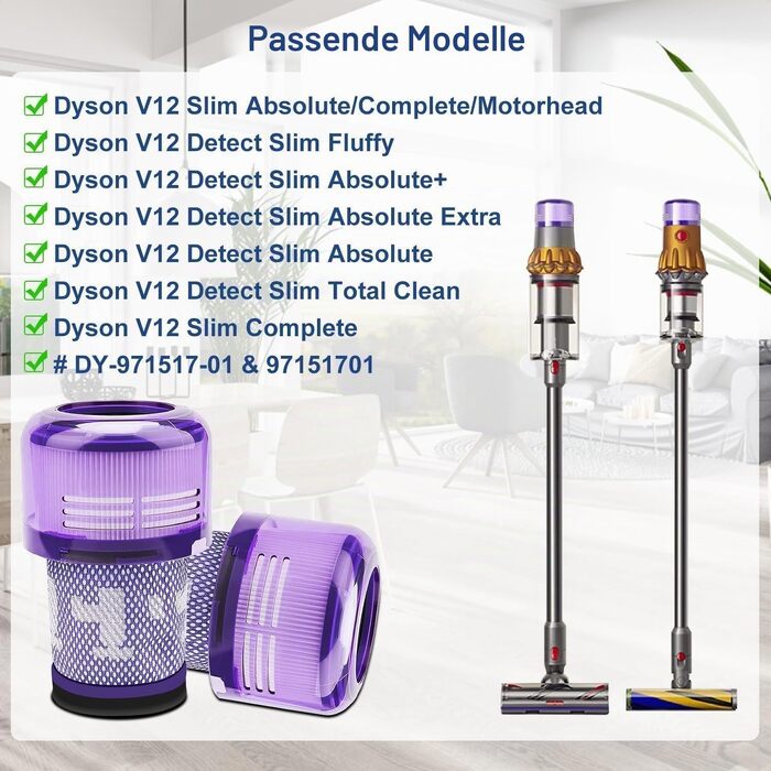 Набір фільтрів для пилососа Dyson V15 SV14 DV17 SV22 та V12 (4 шт.) — смінні HEPA-фільтри для акумуляторного пилососа