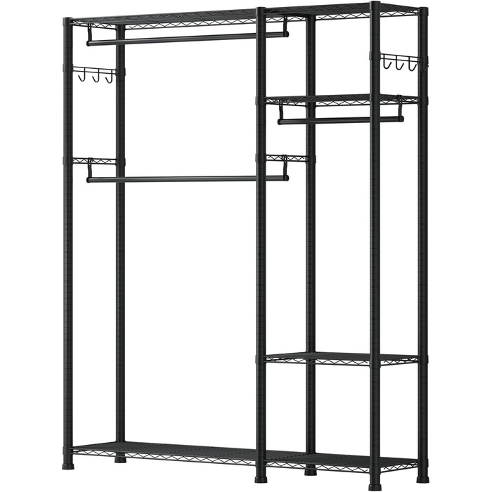 Стійка для одягу VEVOR з 4 перекладинами, 8 гачками та 385,5 кг вантажопідйомністю - для спальні, магазину одягу, прихожої