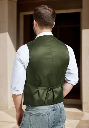 Жилет чоловічий HISDERN в стилі Herringbone, для весілля, Tweed, базовий, оливковий (S)