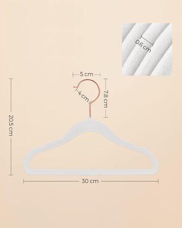 SONGMICS Набір вішалок для дитячого одягу, 50 шт., для дітей, неслизькі, обертаються на 360°, рожеве золото, для шафи, білий, CRF027W01