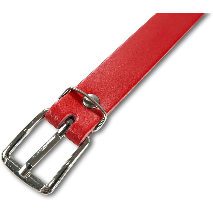 Чоловічий шкіряний ремінь Damengürtel з перфорацією, срібна пряжка, Німеччина (90/BW75, ширина 2 см, червоний)