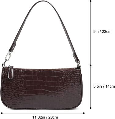 Сумка жіноча через плече крокодиляча шкіра ретро вінтаж коричнева #2 – маленька сумка-міні, класична сумка-шопер