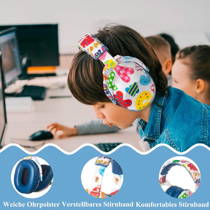 Навушники для захисту вух Kinder - дитячі навушники шумоізоляції для концертів, SNR 28dB, регульоване наголов'я, блакитна стрічка