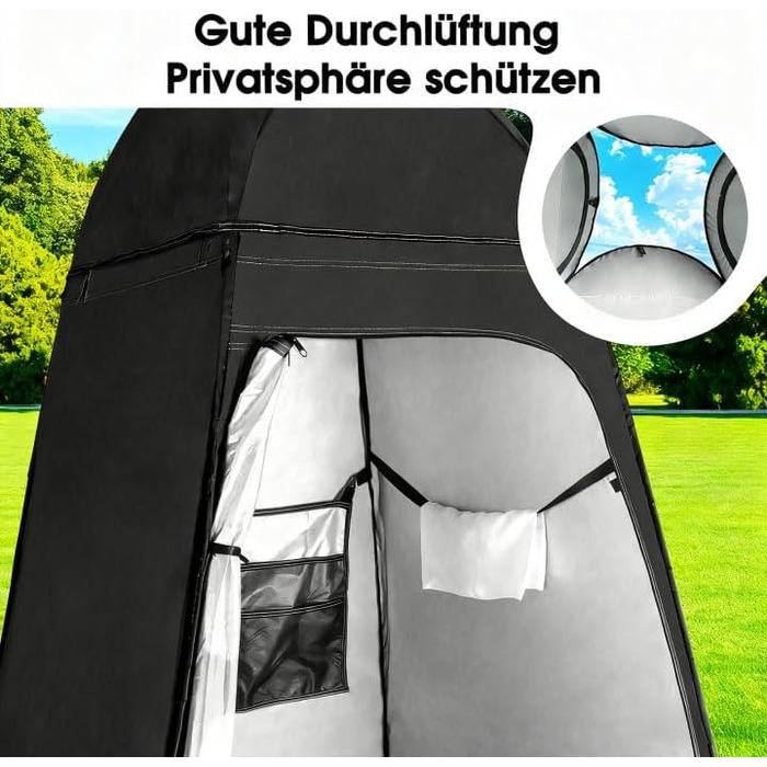 Намет для туалету та душу, переносний шатрів для відпочинку, переодягання та приватності на природі. Модель для кемпінгу та пляжу з сумкою, захист від сонця UV 50+ (Чорний)