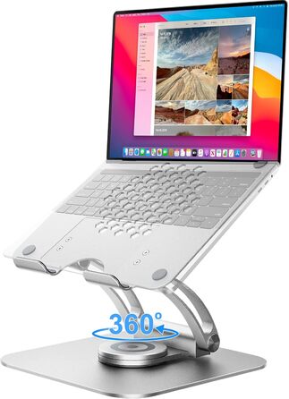 Adjustable Laptop Stand with 360° Rotation - Ergonomic Desk Stand for 10-17