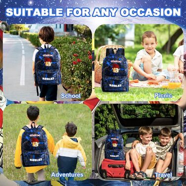 Дитячий рюкзак YumCute Ro-blx з друком, велика місткість, для школи та подорожей, для дітей 10 років, з мультфільмом