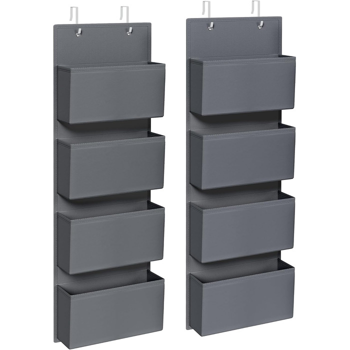 Органайзер для шафи SONGMICS з 4 кишенями, навісна полиця, органайзер для гардеробу, навісне зберігання, органайзер для дверей, спальня, вітальня, 2 x 33,5 x 00 см, RDH04G (2, сірий шифер)