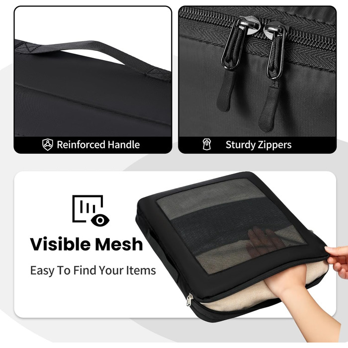 Органайзери для валізи Prezon - набір 8 шт., легкі, чорні