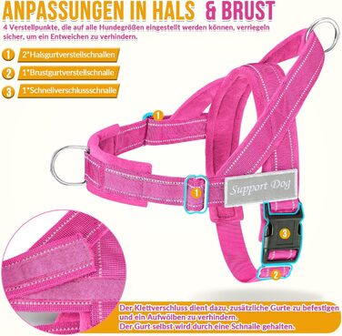 Нашийник для собак Eyein, XL, Маджента: м'який, без обмеження руху, для прогулянок та тренувань