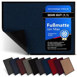 Привідний килимок Jan Max від бруду для дому та вулиці, вологостійкий грязезахисний килим, темно-сірий антрацит/чорний, 5 розмірів