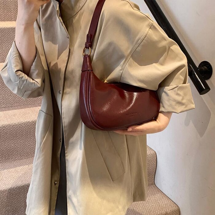 Сумка жіноча GSenhui Kleine Handtasche: стильна мініатюрна сумка через плече Hobo Y2K з екошкіри для подорожей, колір винний