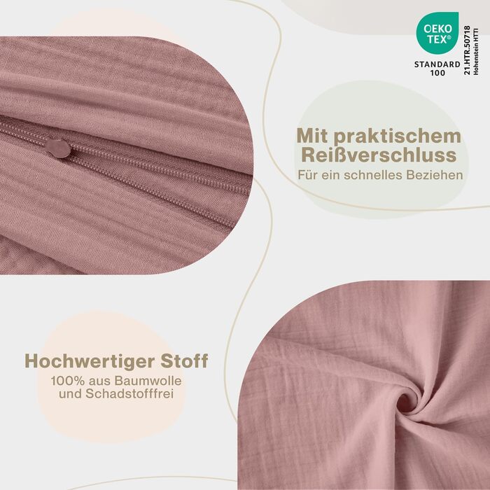 Бетінна білизна Laleni з бавовняного мусліну 80x80 + наволочка 35x40 см - комплект літньої постільної білизни з сертифікатом Oeko-TEX (Морська хвиля, 80x80 см, 35x40 см)