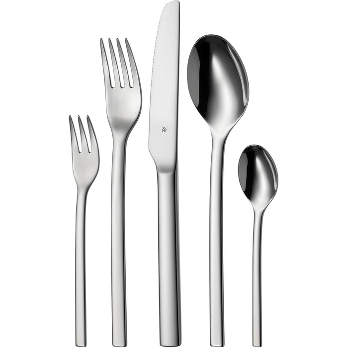 WMF Tavira Cutlery Set, 6 Persons, 30-Piece, Monobloc Knives, Cromargan Stainless Steel Polished, Shiny, Dishwasher Safe, 43 x 26.7 x 43 cm