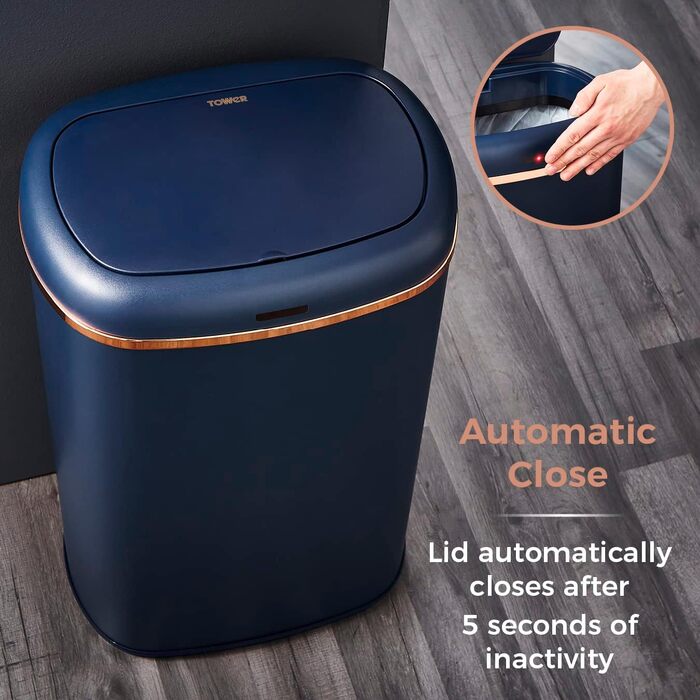 Сміттєвий бак сенсорний квадратний 58л Midnight Blue & Rose Gold