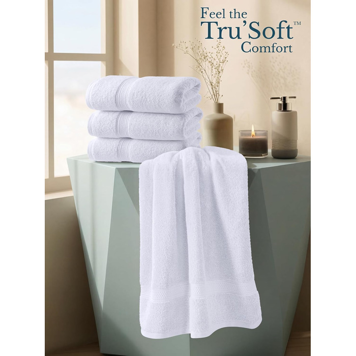 Набір білих банних рушників Utopia Towels, 100% бавовна, 69 x 137 см, 4 шт — м'які та гігроскопічні рушники для душу з петлею для підвішування