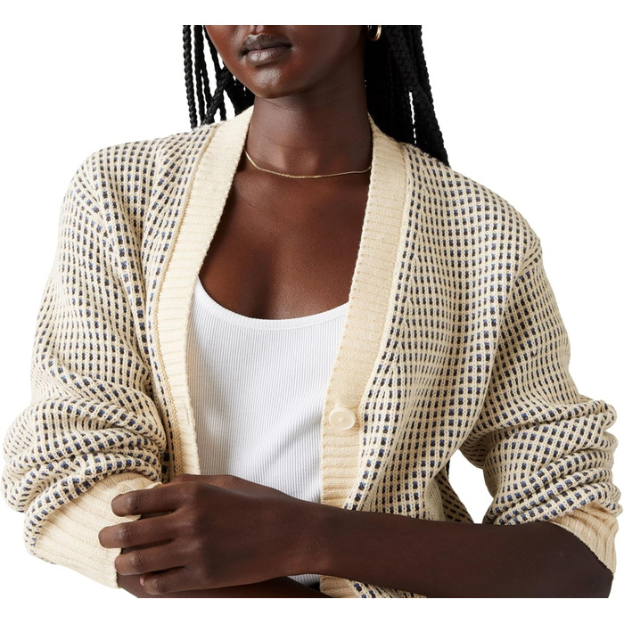 Levi's Daen Snowflake Strickjacke: жіноча в'язана жилетка з принтом сніжинок (L, смужка Butter Cream)