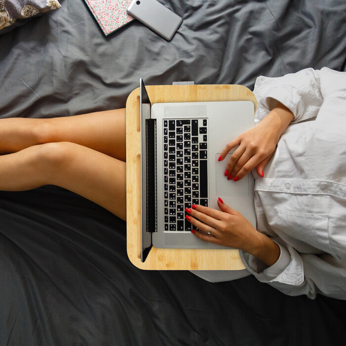Relaxdays Gray Laptop Pillow with Bamboo Tray