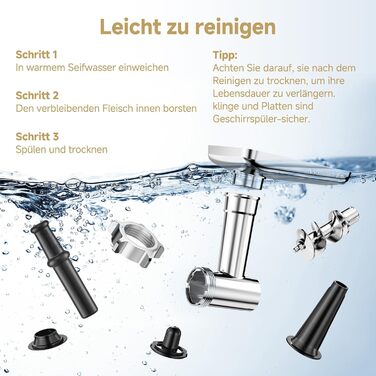 AAOBOSI Electric Meat Grinder - 3000W, LED Display, 3 Speeds, Anti-Clogging, Sausage Maker & Kibbeh Maker - Stainless Steel for Home Use