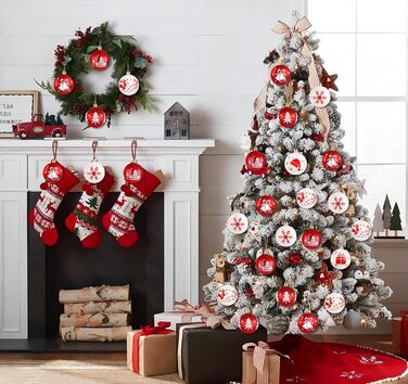 16 шт. прикрас для ялинки Homewit, 6 см, червоно-білі ялинкові кулі, набір для ялинки, святкова декорaція