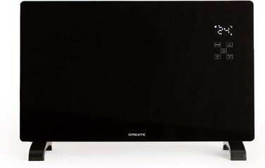 Електричний конвектор CREATE/WARM Crystal 2000W з WiFi, LED-touchscreen, 2 режими (2500W), чорний