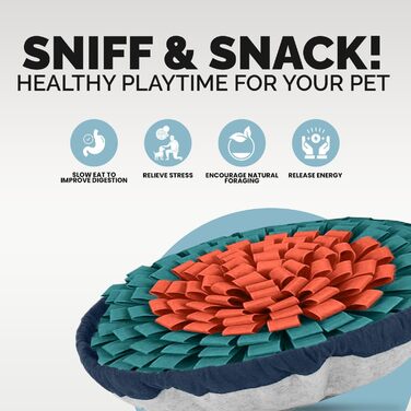 PET ARENA килимок для нюхання собак – інтелектуальна іграшка для собак, велика, регульована, миється (помаранчево-блакитний)