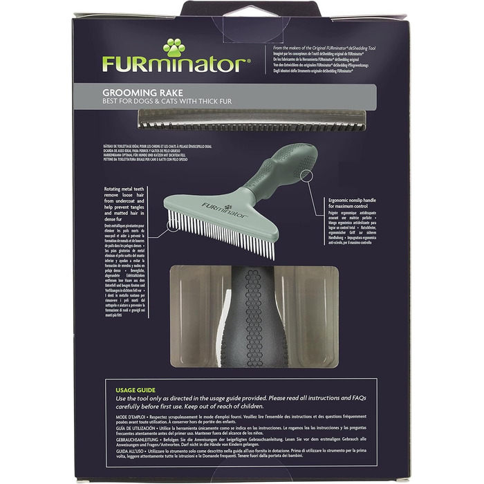 FURminator гребінець для довгошерстих собак та котів - щітка для запобігання ковтунів та сплутаного хутра, версія 2.0