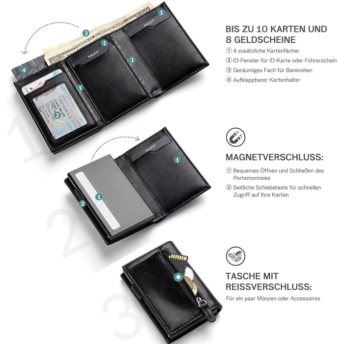 Чохол для паспорта IceReco з натуральної шкіри: гаманець-картхолдер для чоловіків з RFID захистом (чорний)