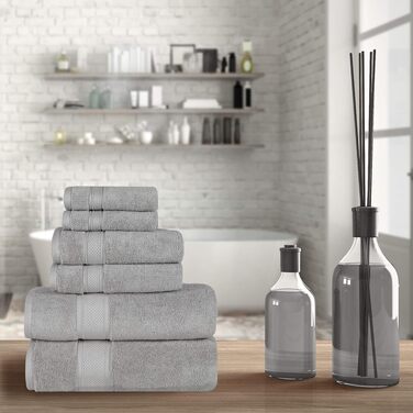 Набір рушників для ванної NOVA Luxury Linen готельного якості, турецька бавовна, 6 предметів, колір Mirage Grey
