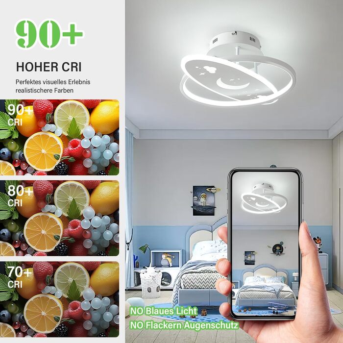LED Ceiling Light Children's Room Lamp Ceiling, Dimmable Children's Room Ceiling Light with Remote Control, 32W Children's Room Ceiling Light Clouds for Living Room, Bedroom (40cm, Warm White Dimmable)