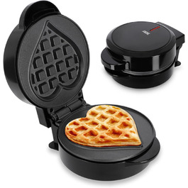 Вафельниця ADE Mini Heart Shape - вафлі у формі серця, 550W, антипригарне покриття, чорний, 2024