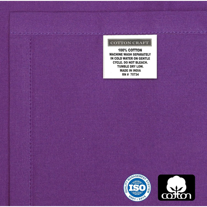 Cotton Craft - Napkins, 100% Cotton, 20 x 20 Oversized - Set Contains Magenta, Lime, Red, Stone, Black, Lavender, Grape, Orange, Teal, Navy Blue, Mustard, and Leaf, Cotton, Blue, 20x20