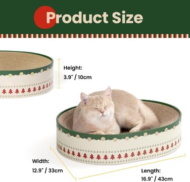 Кігтеточки для котів Conlun 2 в 1: овальні, з мискою та гніздом. Імітація ялинки. Розмір 43x33x10 см