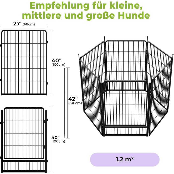 Стійка для цуценят SunsGrove 60см, міцна, чорна, для дому, без інструментів, 6 частин (68 x 100 см)