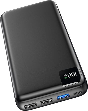 Power Bank SOARAISE 27000mAh з LED-дисплеєм: зарядний акумулятор для телефону та планшета, 4 виходи, USB-C, чорний
