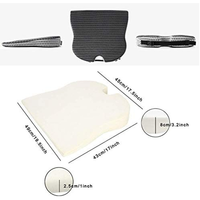 Wlauqueta Auto Truck Wedge Seat Cushion for Pressure Relief, Pain Reduction, Shock Absorption, Orthopedic Ergonomic Support, Memory Foam
