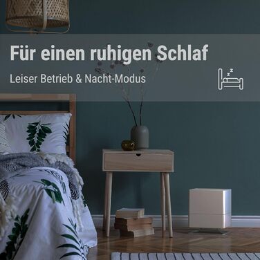 Зволожувач повітря Stadler Form Oskar, енергозберігаючий для кімнат до 50 м², з автовимкненням та нічним режимом, димуючі LED, дуже тихий, білий (чорний)