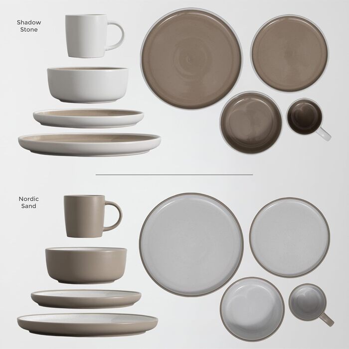 Сервіз Hausfelder для 8 осіб (32 елементи) з каменю Shadow Stone – тарілки, миски, чашки. Сервіз з кераміки, стійкий до миття в посудомийній машині