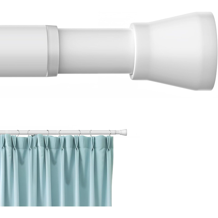 Штанга для штор без свердління AIZESI, 70-120 см, телескопічна, діаметр 22 мм, біла